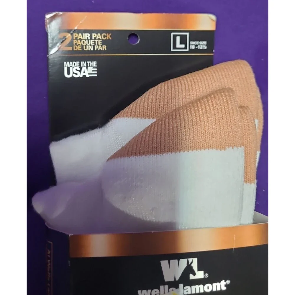 Wells Lamont Copper Infused Work Gear Crew Socks 2 Pair White L Size M 10-1/2